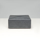 Bespoke Dark Grey Leather Square Ottoman - REHAUS - Bespoke