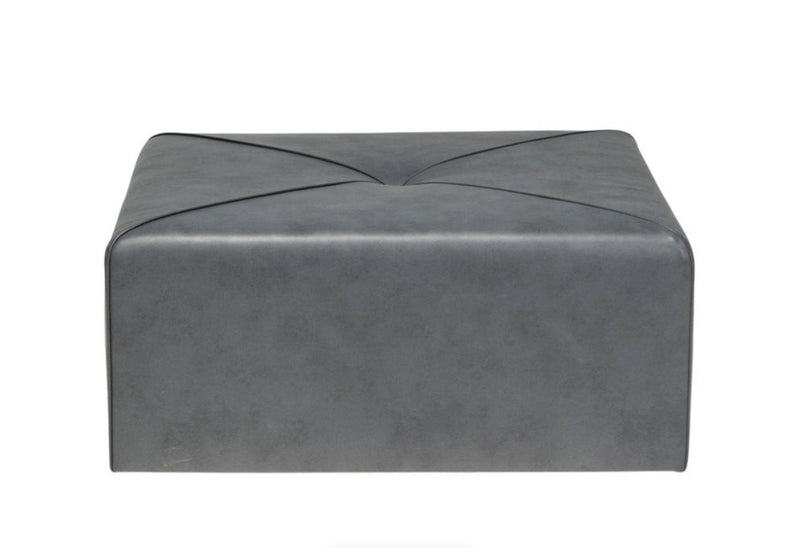 Bespoke Dark Grey Leather Square Ottoman - REHAUS - Bespoke