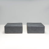 Bespoke Dark Grey Leather Square Ottoman - REHAUS - Bespoke