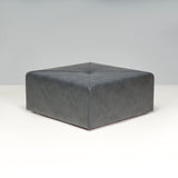 Bespoke Dark Grey Leather Square Ottoman - REHAUS - Bespoke