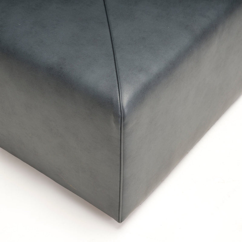 Bespoke Dark Grey Leather Square Ottoman - REHAUS - Bespoke