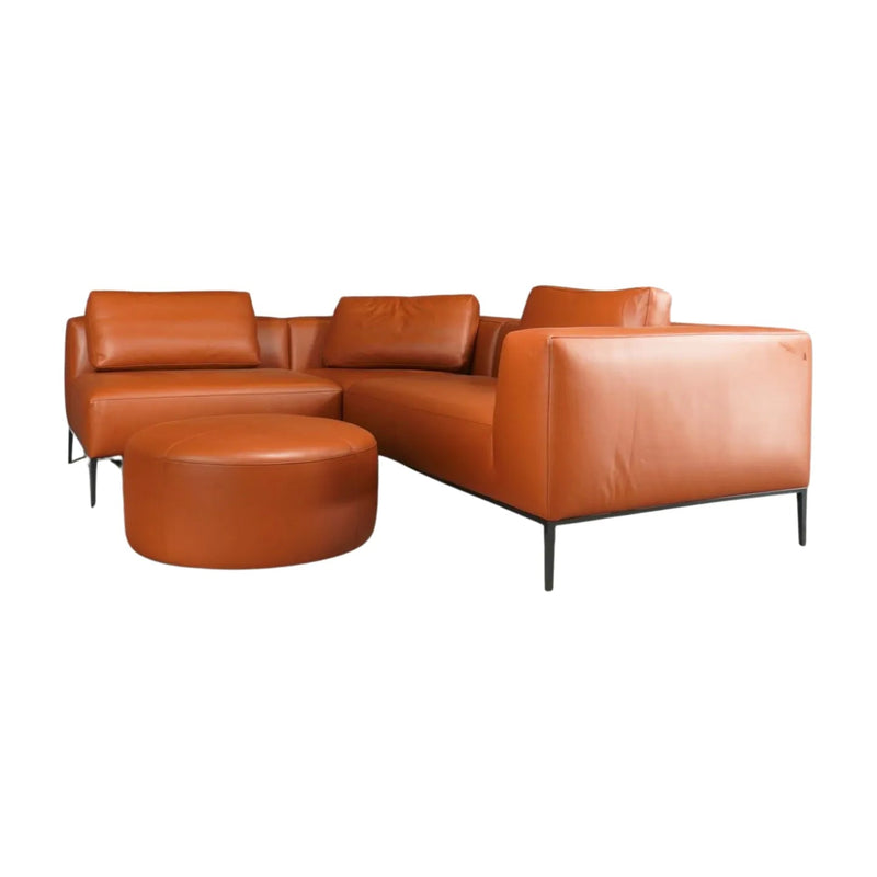 Bespoke Sedilia L - Sofa in Tan Leather and Bespoke Sedilia Leather Ottoman - REHAUS - Sedilia