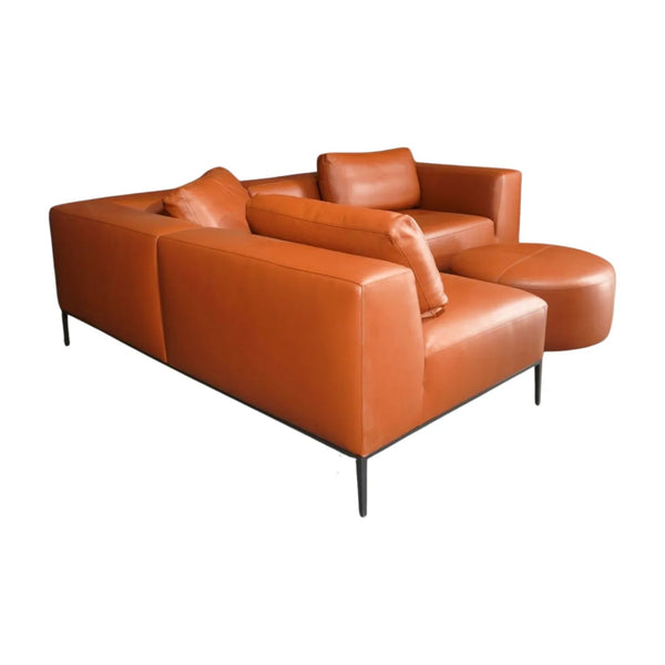 Bespoke Sedilia L - Sofa in Tan Leather and Bespoke Sedilia Leather Ottoman - REHAUS - Sedilia