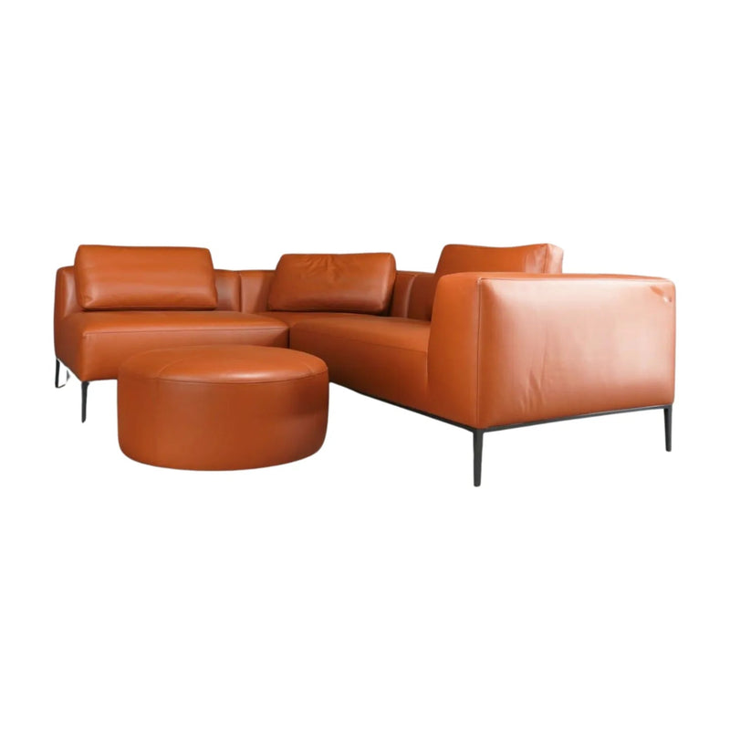 Bespoke Sedilia L - Sofa in Tan Leather and Bespoke Sedilia Leather Ottoman - REHAUS - Sedilia