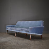 Bramin Møbler Four Seater Sofa in Blue Velvet by N.A. Jørgensens - REHAUS - Bramin Møbler