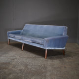 Bramin Møbler Four Seater Sofa in Blue Velvet by N.A. Jørgensens - REHAUS - Bramin Møbler