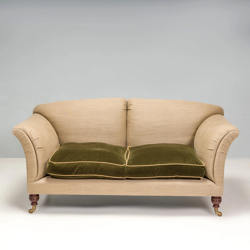 British Victorian Max Rollitt Dean Green Velvet and Beige Fabric Sofa - REHAUS - Max Rollitt