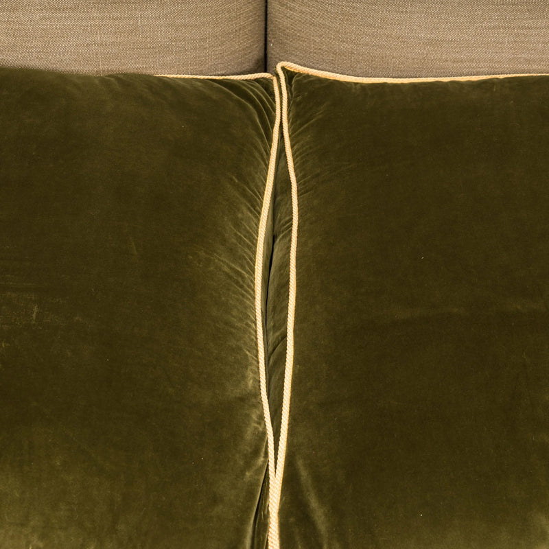 British Victorian Max Rollitt Dean Green Velvet and Beige Fabric Sofa - REHAUS - Max Rollitt