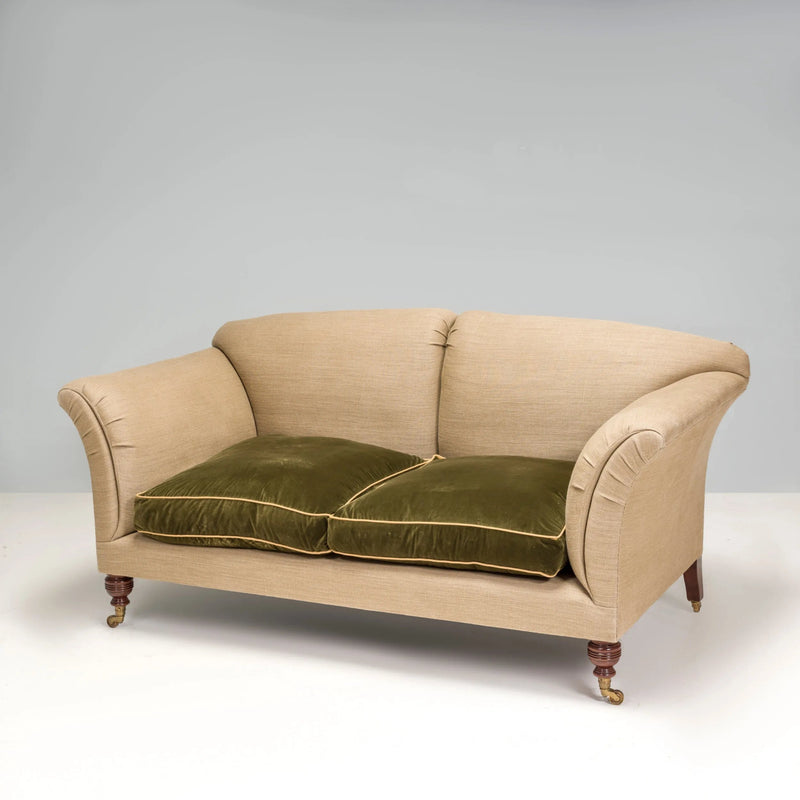 British Victorian Max Rollitt Dean Green Velvet and Beige Fabric Sofa - REHAUS - Max Rollitt