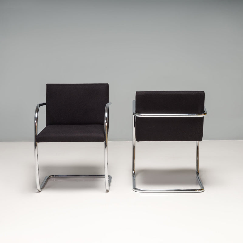 Brno Black Fabric Tubular Dining Chairs by Knoll, Set of 2 - REHAUS - Ludwig Mies van der Rohe