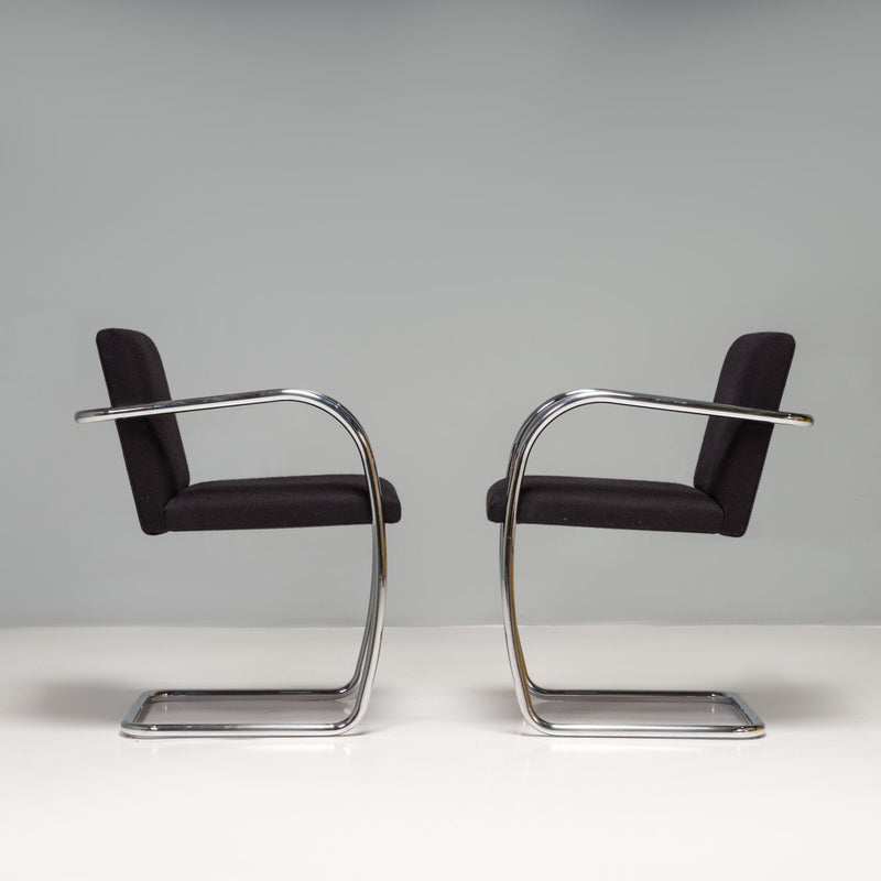 Brno Black Fabric Tubular Dining Chairs by Knoll, Set of 2 - REHAUS - Ludwig Mies van der Rohe