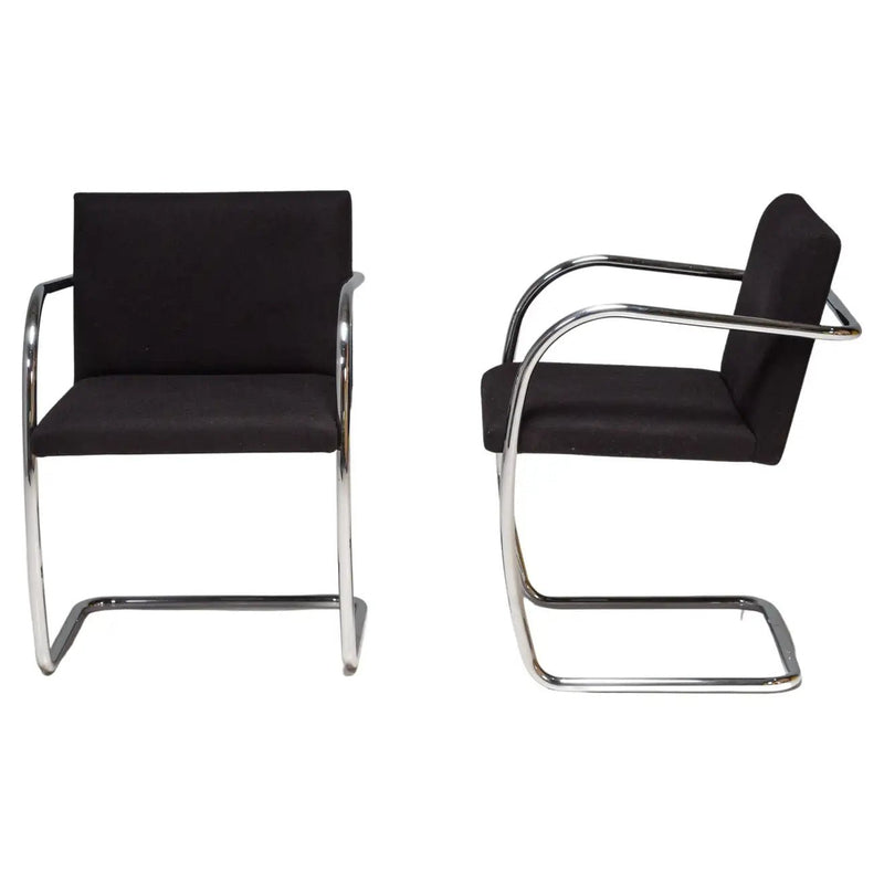 Brno Black Fabric Tubular Dining Chairs by Knoll, Set of 2 - REHAUS - Ludwig Mies van der Rohe