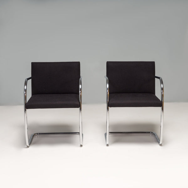 Brno Black Fabric Tubular Dining Chairs by Knoll, Set of 2 - REHAUS - Ludwig Mies van der Rohe