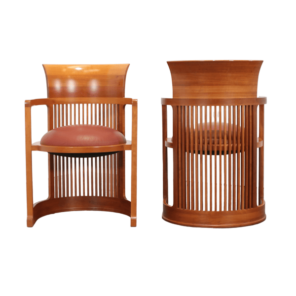 Cassina Barrel Chairs by Frank Lloyd Wright, Set of Two