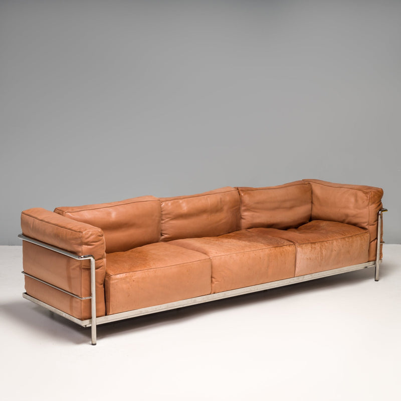 Cassina by Le Corbusier Tan Leather LC3 Grand Confort Three Seat Sofa - REHAUS - Le Corbusier