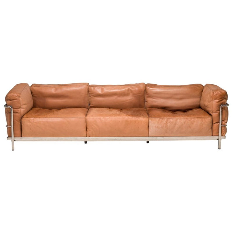 Cassina by Le Corbusier Tan Leather LC3 Grand Confort Three Seat Sofa - REHAUS - Le Corbusier