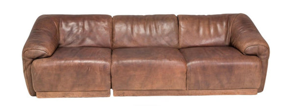 De Sede Brown Buffalo Leather Three Seater, 1970s - REHAUS - De Sede