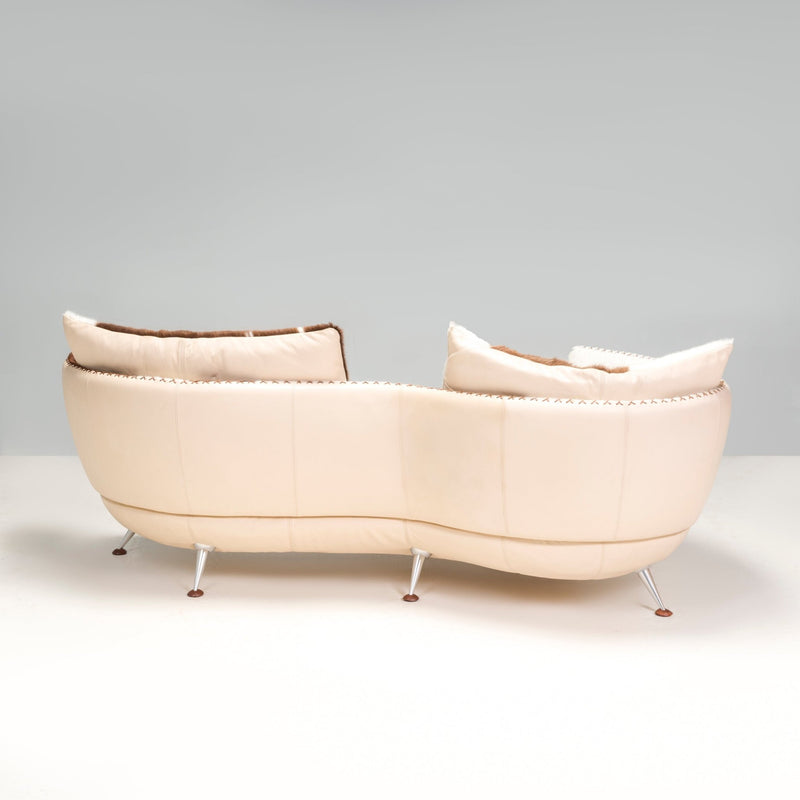 De Sede DS - 102 Leather Pony Hide Three Seater Curved Sofa By Mathias Hoffman @ REHAUS