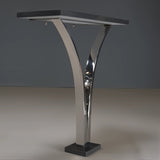 Decorus Viola Console Table in Polished Stainless Steel with Black Granite Top - REHAUS - Decorus