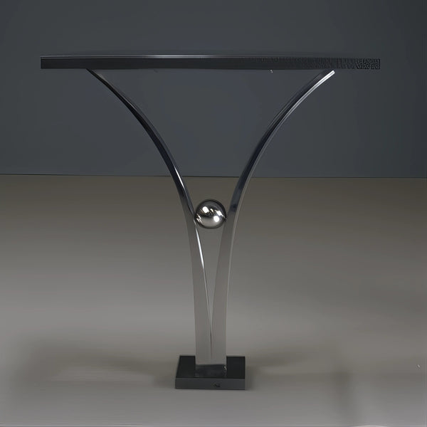 Decorus Viola Console Table in Polished Stainless Steel with Black Granite Top - REHAUS - Decorus