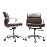 Eames EA 435 Soft Pad Black Leather Office Chair, Low Back by ICF - REHAUS - ICF