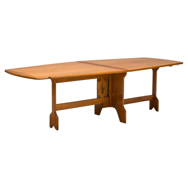 Mid-Century French Guillerme et Chambron Extendable Solid Oak Dining Table