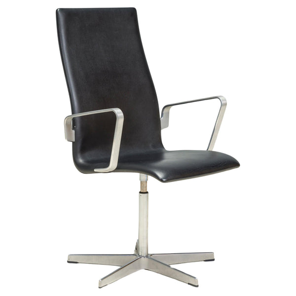 Arne Jacobsen for Fritz Hansen Black Leather Model 3273 Oxford Office Chair, 2008