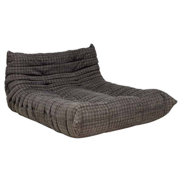 Michel Ducaroy for Ligne Roset Brown Houndstooth Togo Chaise Longue