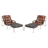 Marco Zanuso for Zanotta Leather Maggiolina Lounge Chair & Footstool, Set of 2