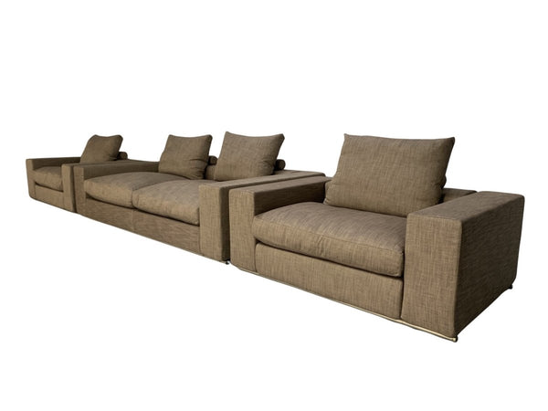 Flexform Groundpiece Sofa & 2 Armchair Suite - In Woven Linen @ REHAUS