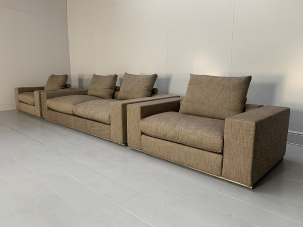 Flexform Groundpiece Sofa & 2 Armchair Suite - In Woven Linen @ REHAUS