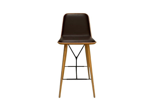 Fredericia Spine Counter Bar Stools - In Brown Leather & Oak (10 Available) @ REHAUS