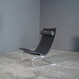 Fritz Hansen PK20 Black Leather Chair by Poul Kjærholm @ REHAUS