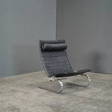 Fritz Hansen PK20 Black Leather Chair by Poul Kjærholm @ REHAUS