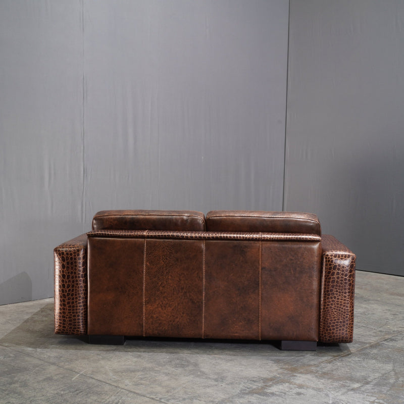 Gamma Arredamenti Brown Crocodile Leather 2 Seater Kelly Sofa @ REHAUS