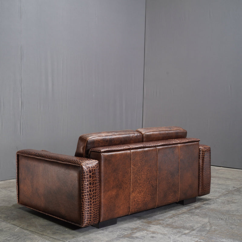 Gamma Arredamenti Brown Crocodile Leather 2 Seater Kelly Sofa @ REHAUS