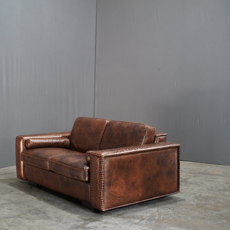 Gamma Arredamenti Brown Crocodile Leather 2 Seater Kelly Sofa @ REHAUS