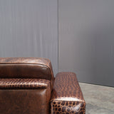 Gamma Arredamenti Brown Crocodile Leather 2 Seater Kelly Sofa @ REHAUS