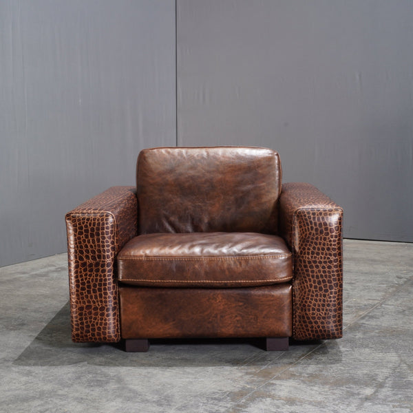 Gamma Arredamenti Brown Crocodile Leather Kelly Armchair @ REHAUS