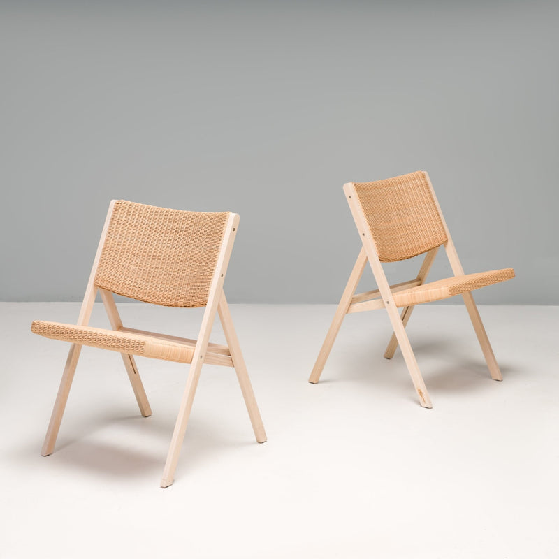 Gio Ponti for Molteni&C D.270.1 Ash and Wicker Folding Armchairs, Set of 2 - REHAUS - Gio Ponti