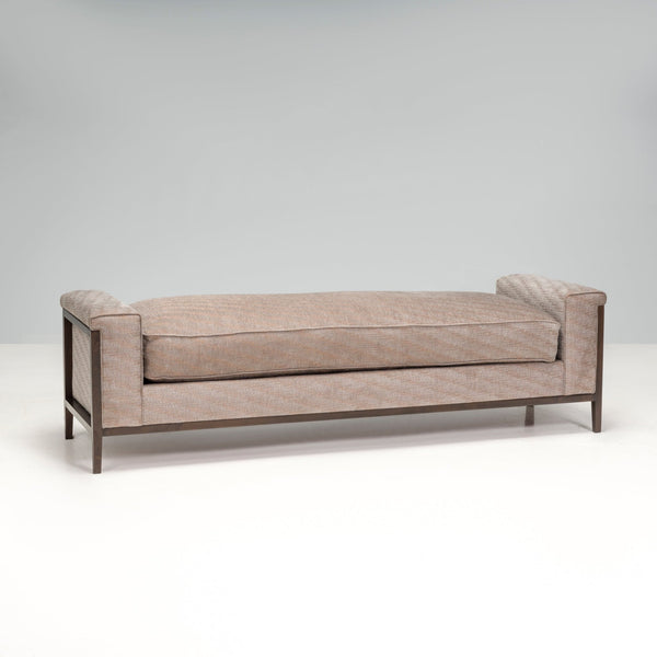 Grey Upholstered Bench with Carved Wooden Frame - REHAUS - Bespoke