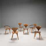 Norman Cherner Natural Walnut Dining Chairs, Set of 6, 2013