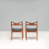 Hans J. Wegner Teak & Black Leather CH29P Sawbuck Dining Chairs, 1960s, Set of 2 - REHAUS - Hans J. Wegner