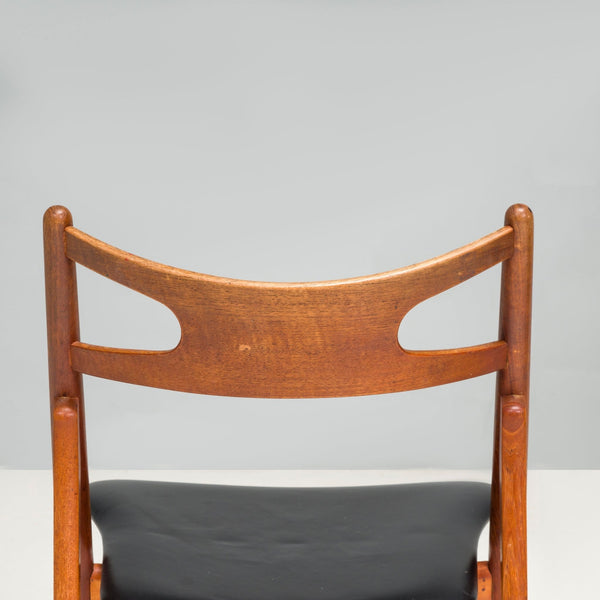 Hans J. Wegner Teak & Black Leather CH29P Sawbuck Dining Chairs, 1960s, Set of 2 - REHAUS - Hans J. Wegner