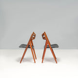 Hans J. Wegner Teak & Black Leather CH29P Sawbuck Dining Chairs, 1960s, Set of 2 - REHAUS - Hans J. Wegner