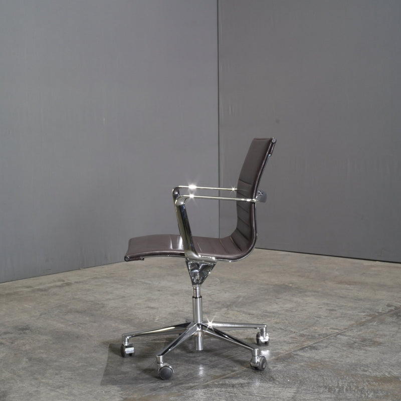 ICF Brown Leather and Aluminium Una Office Chair @ REHAUS