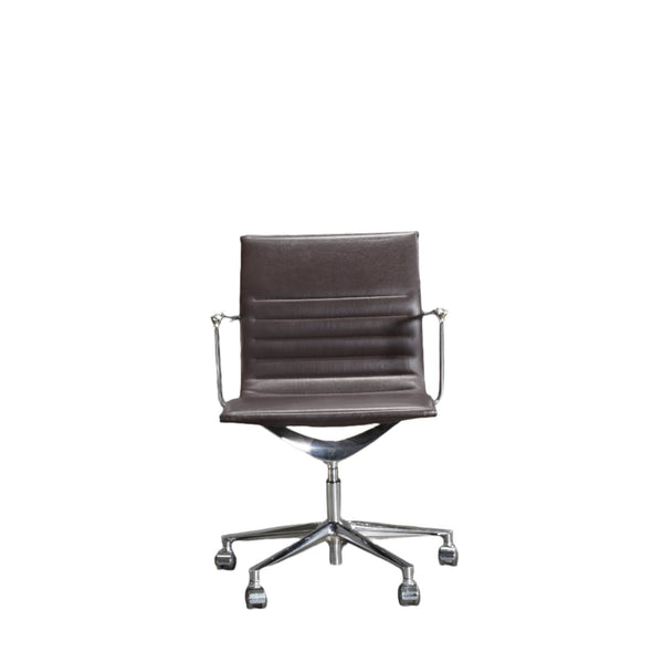 ICF Brown Leather and Aluminium Una Office Chair @ REHAUS