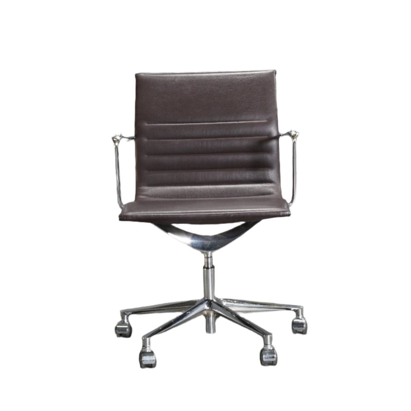 ICF Brown Leather and Aluminium Una Office Chair @ REHAUS