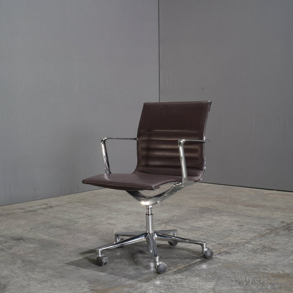 ICF Brown Leather and Aluminium Una Office Chair @ REHAUS