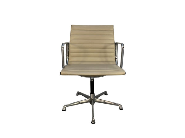 ICF Vitra Eames EA 108 Aluminium Chair - In Pale - Cream Leather @ REHAUS